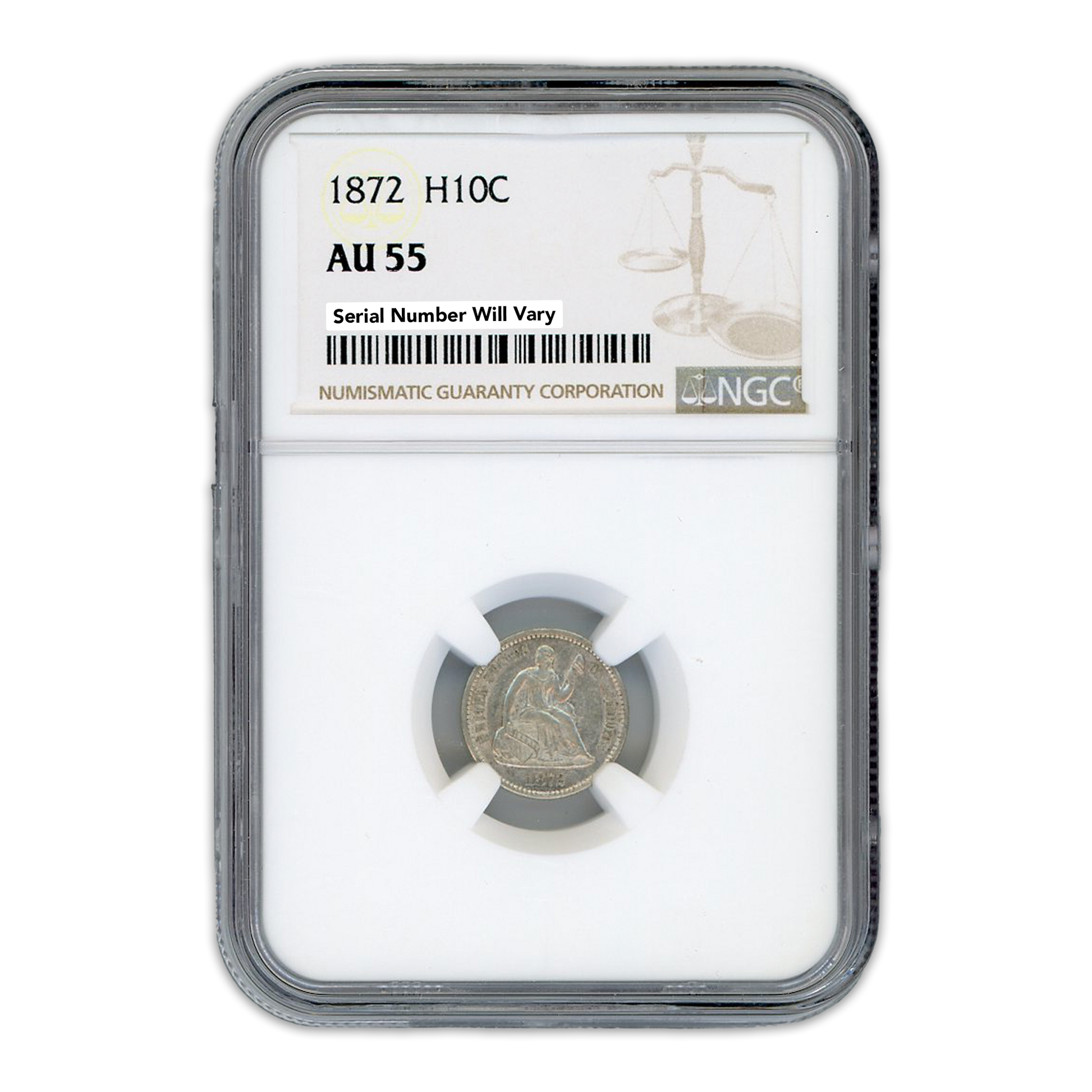 1872 Half Dime NGC AU55 - CoinsTV