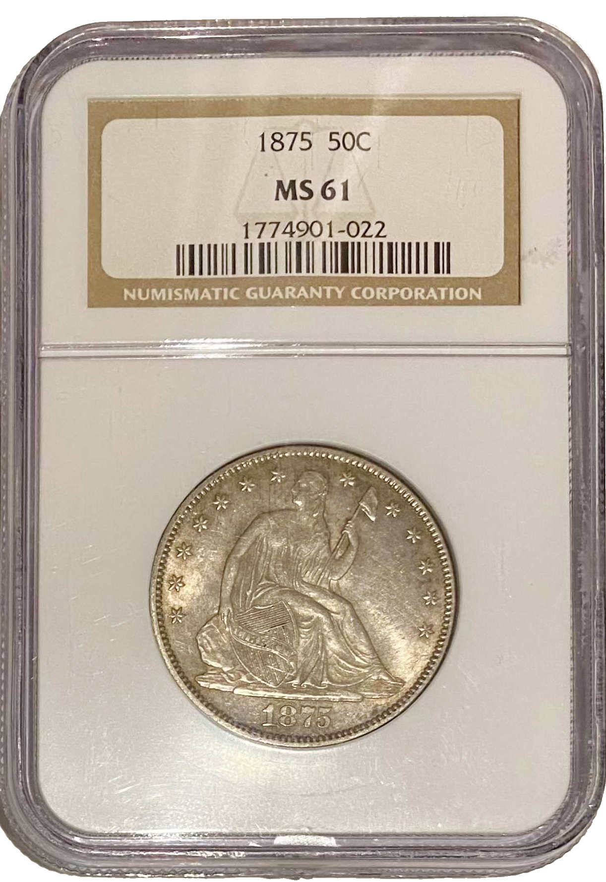 1875 Seated Liberty Half Dollar - PCGS MS61