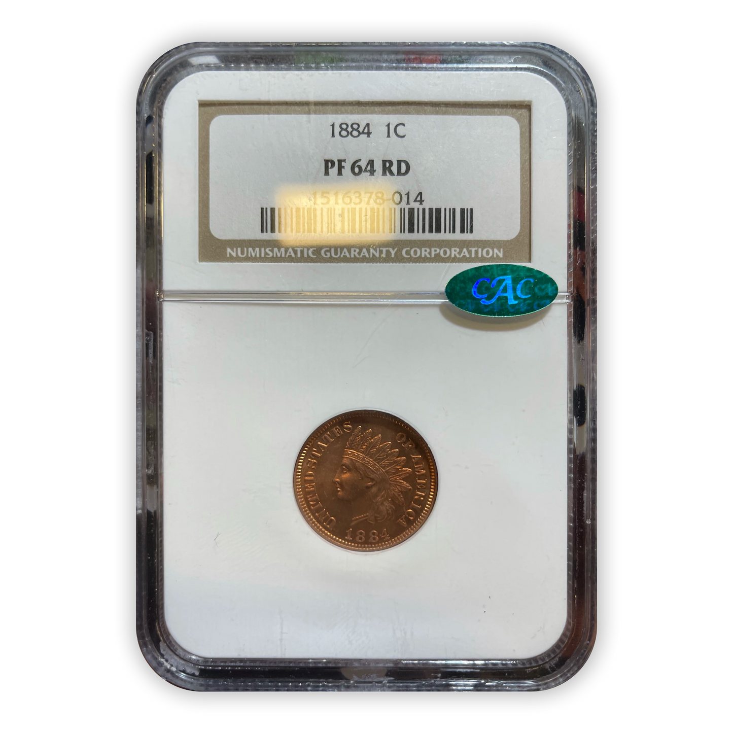 1884 Indian Cent Philadelphia Proof - NGC PF64 RD CAC - CoinsTV