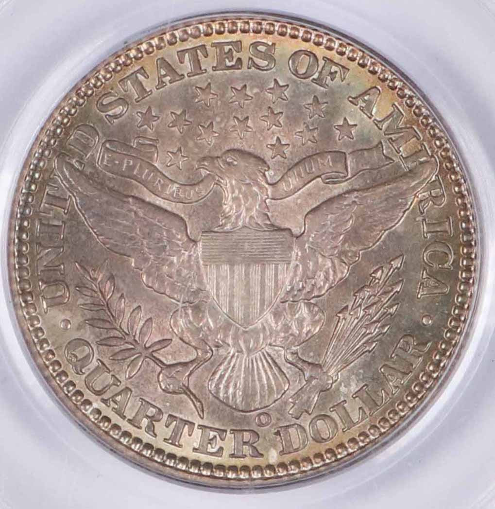 1908 O Barber Quarter Dollar New Orleans - PCGS MS63 - CoinsTV