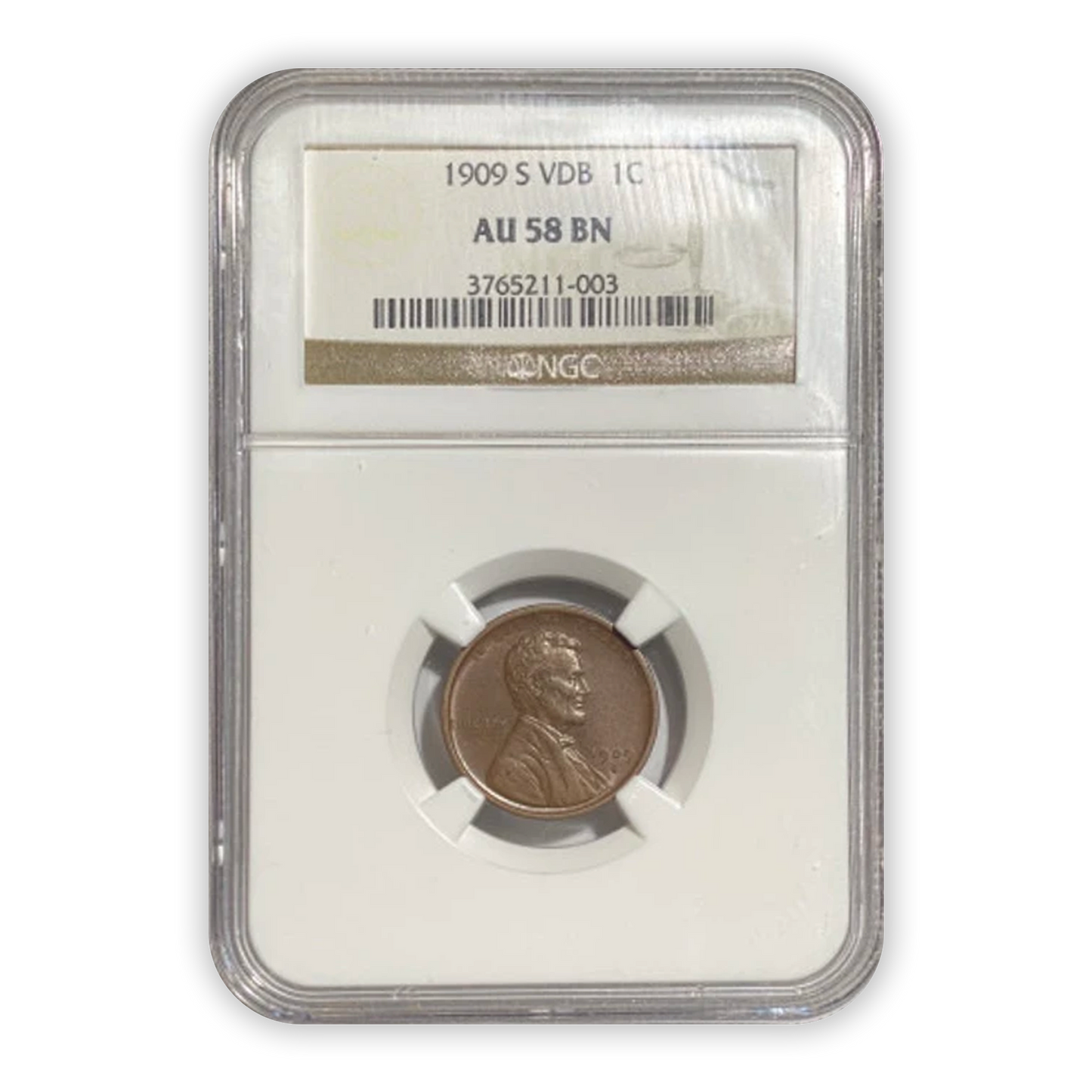 1909 S VDB Lincoln Cent San Francisco - NGC AU58 BN