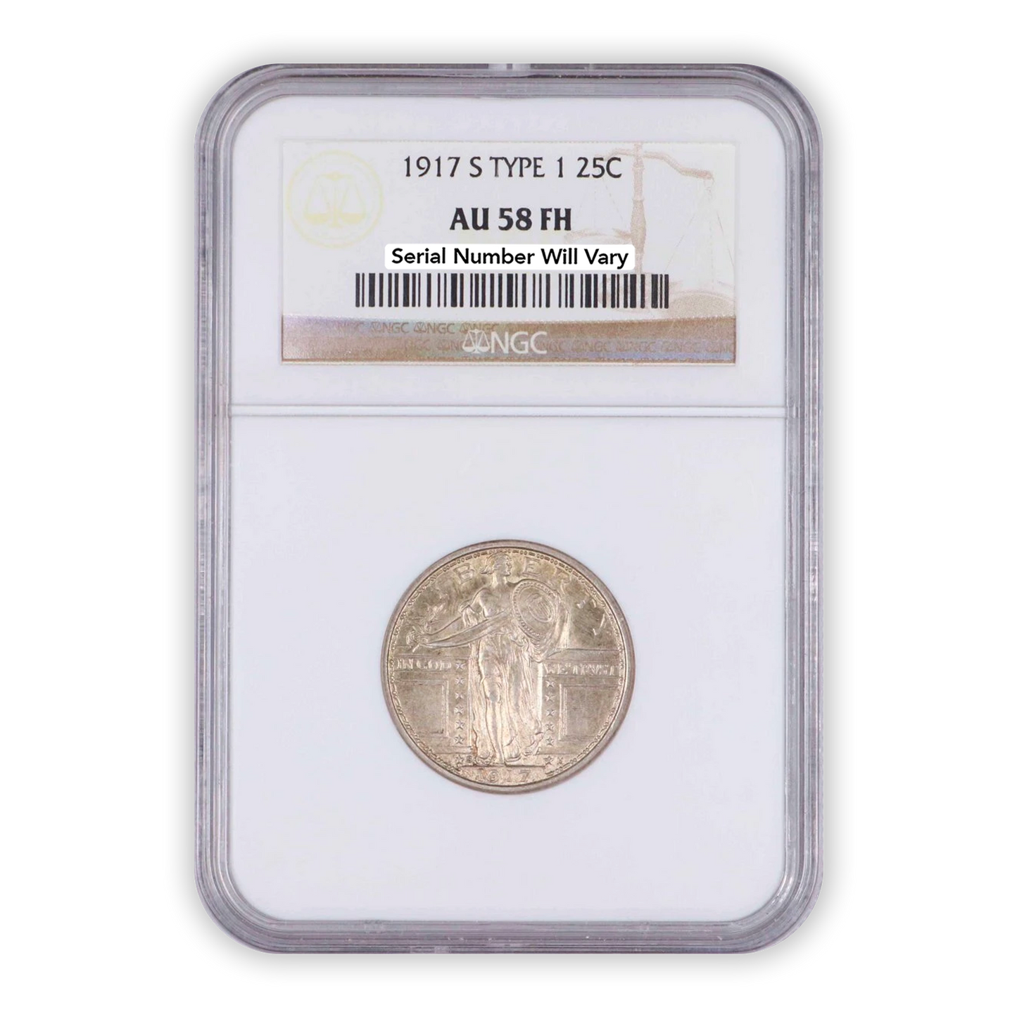1917 S Standing Liberty Quarter San Francisco - NGC AU58 FH