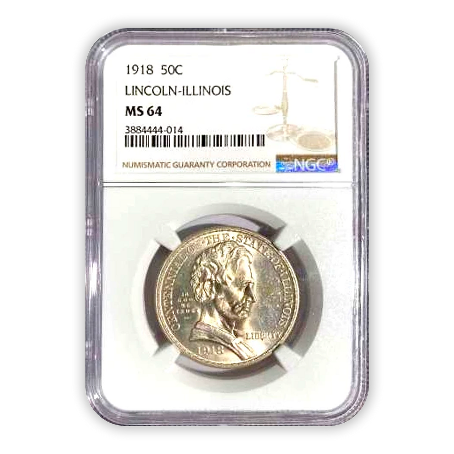 1918 Illinois Lincoln Silver Half Dollar Philadelphia - NGC MS64 - CoinsTV