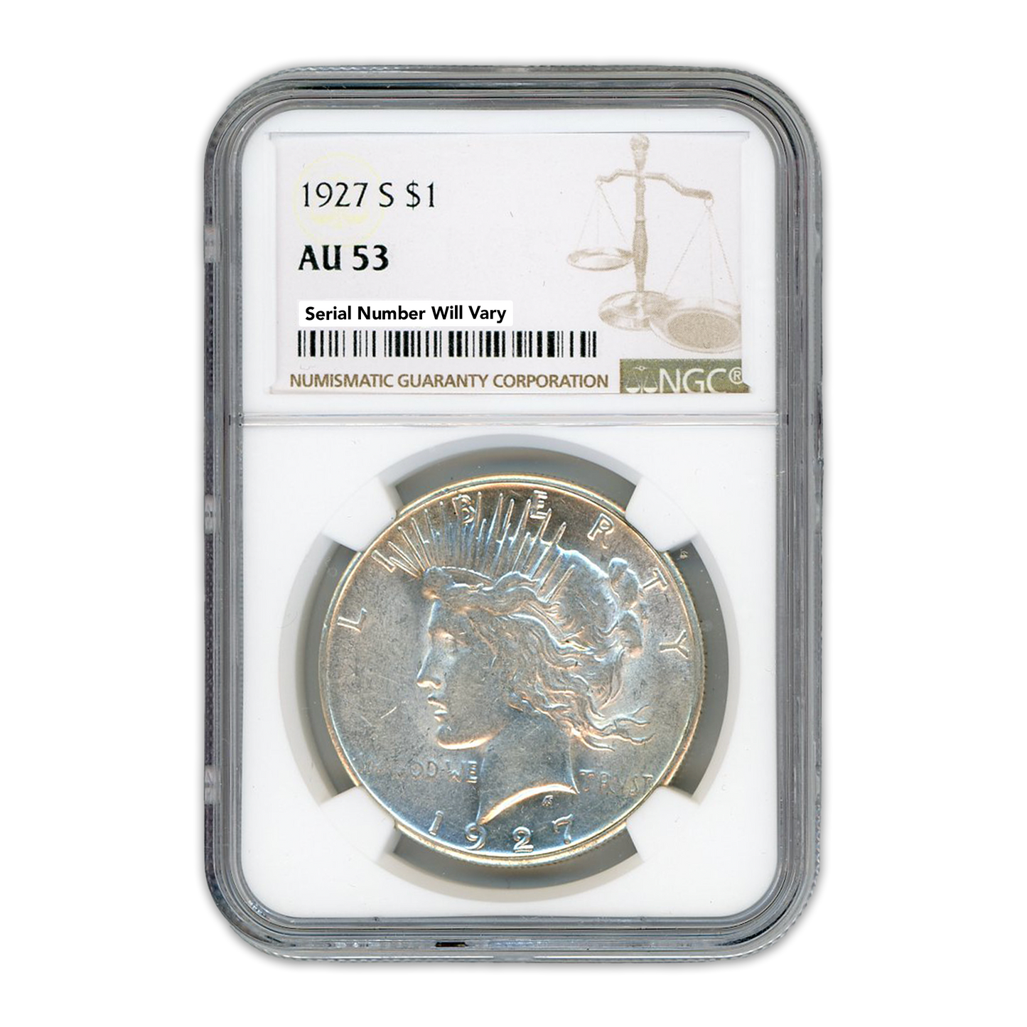 1927 Peace Silver Dollar San Fransico - NGC AU53