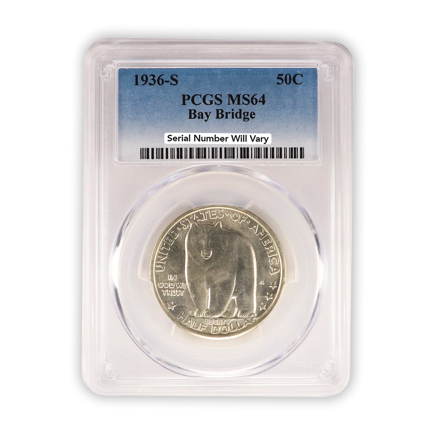 1936-S Bay Bridge Silver Half Dollar San Francisco - PCGS MS64