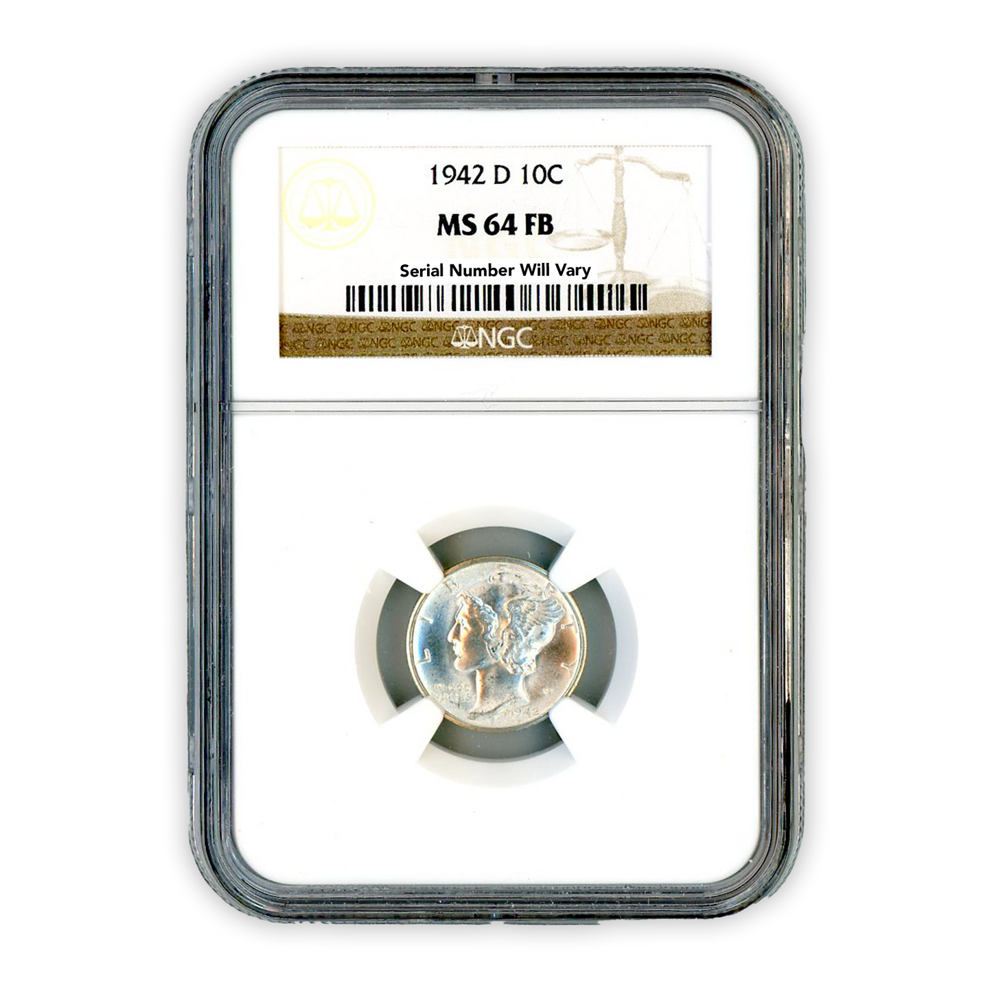 1942 D Mercury Dime NGC MS64 FB