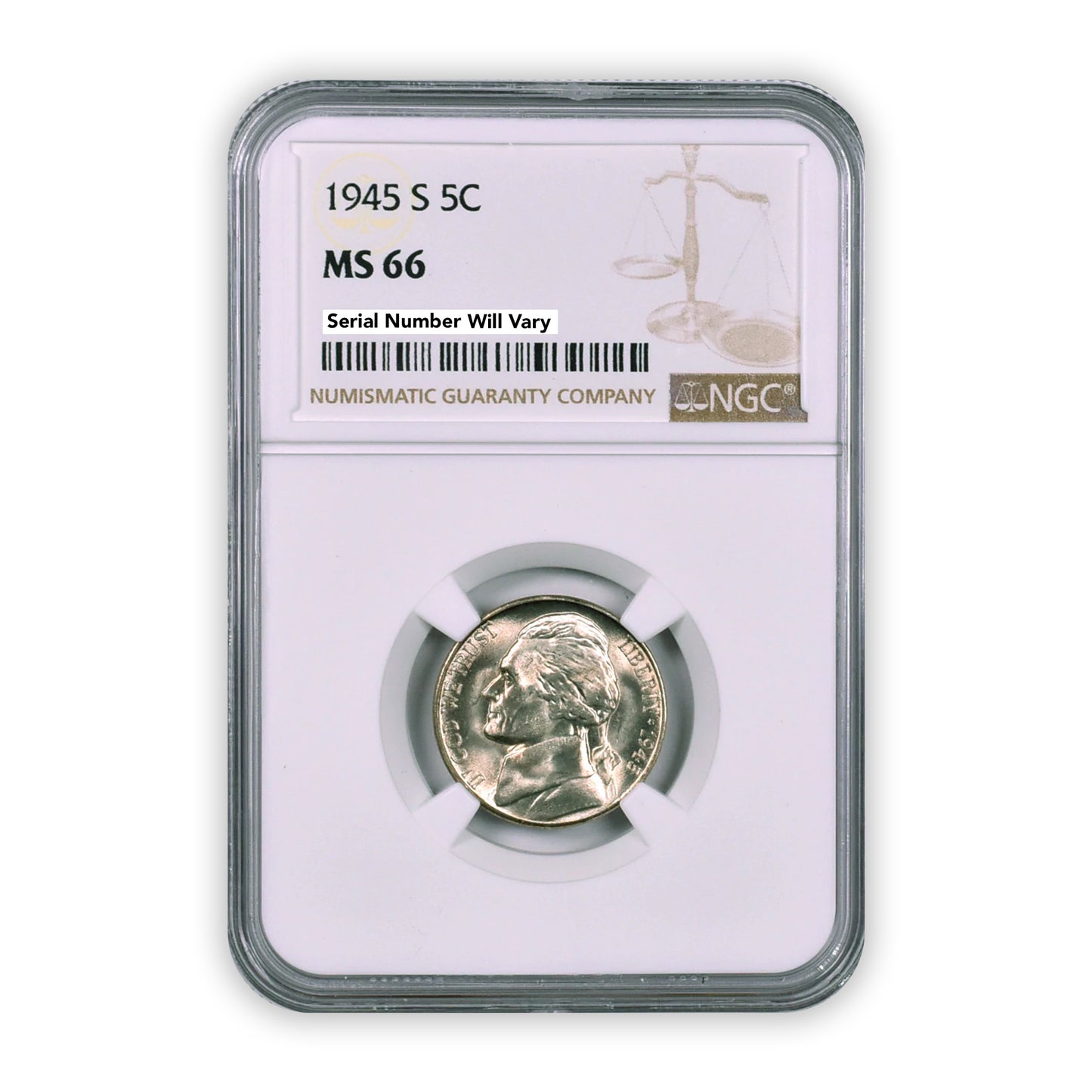 1945 S Jefferson War Nickel - NGC MS66