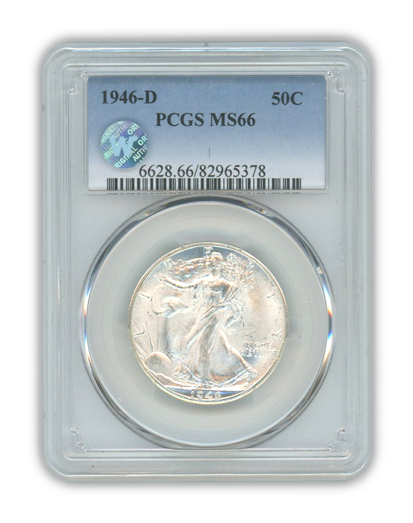 1946 Walking Liberty Silver Half Dollar Denver - PCGS MS66