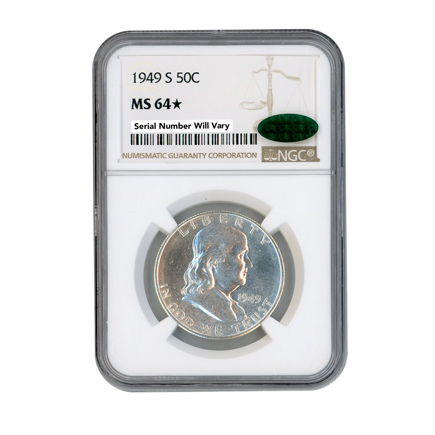1949 S Franklin Silver Half Dollar - NGC MS64 Star CAC