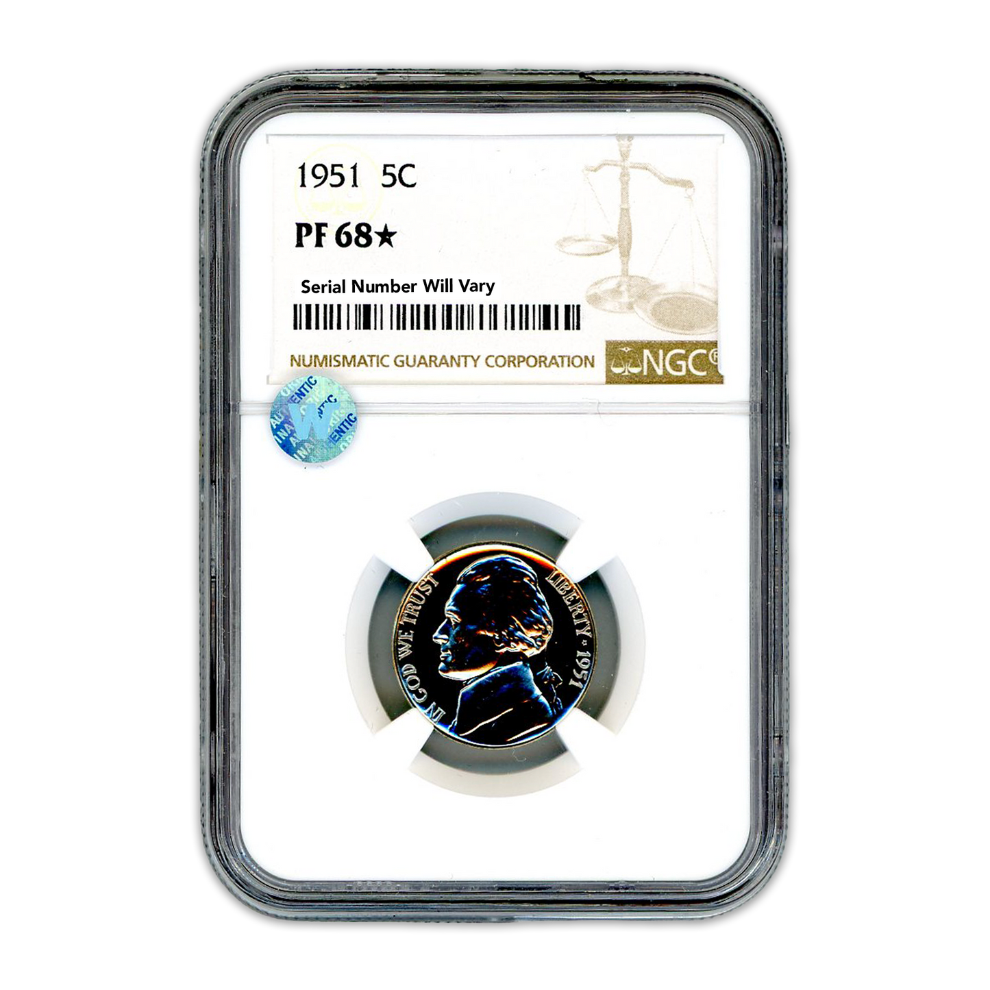 1951 Jefferson Nickel - NGC PF68 Star Sight White