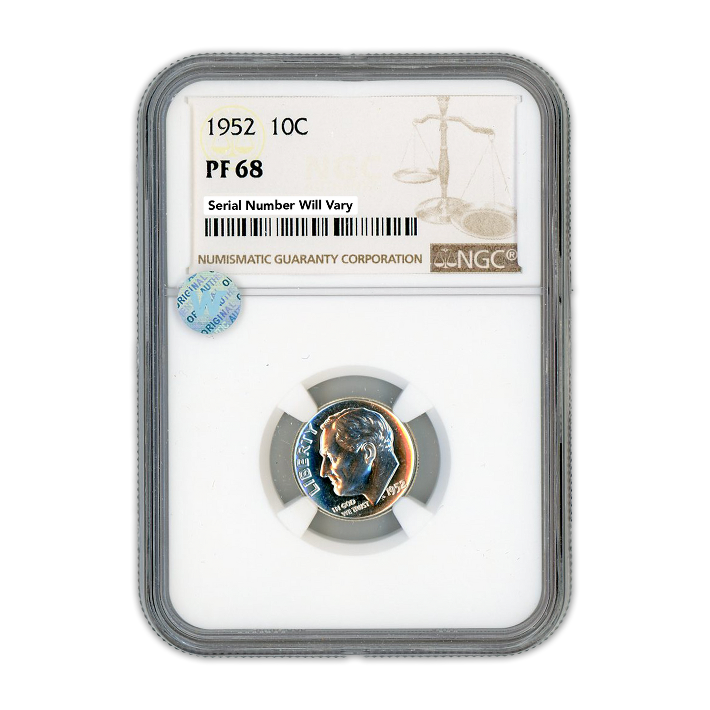 1952 Roosevelt Dime - NGC PF68 Sight White