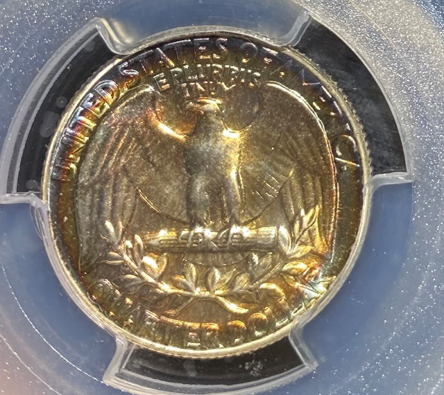 1952 Washington Silver Quarter Philadelphia - FS 901 Superbird - PCGS PR67 Rainbow Toned - CoinsTV