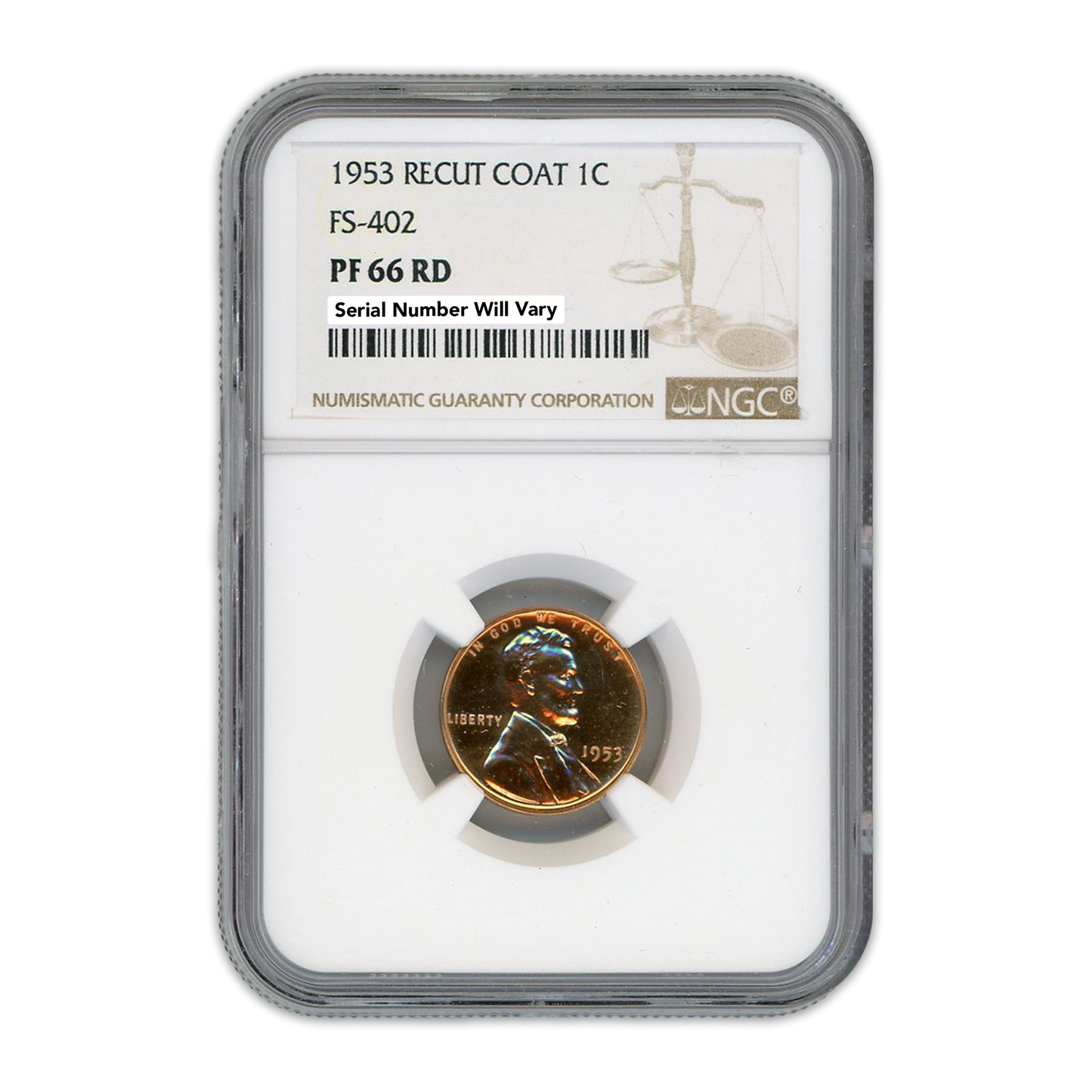 1953 Lincoln Cent - Recut Coat - FS-402 NGC PF66 RD