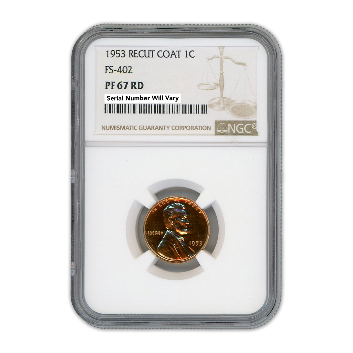 1953 Lincoln Cent - Recut Coat - FS-402 NGC PF67 RD
