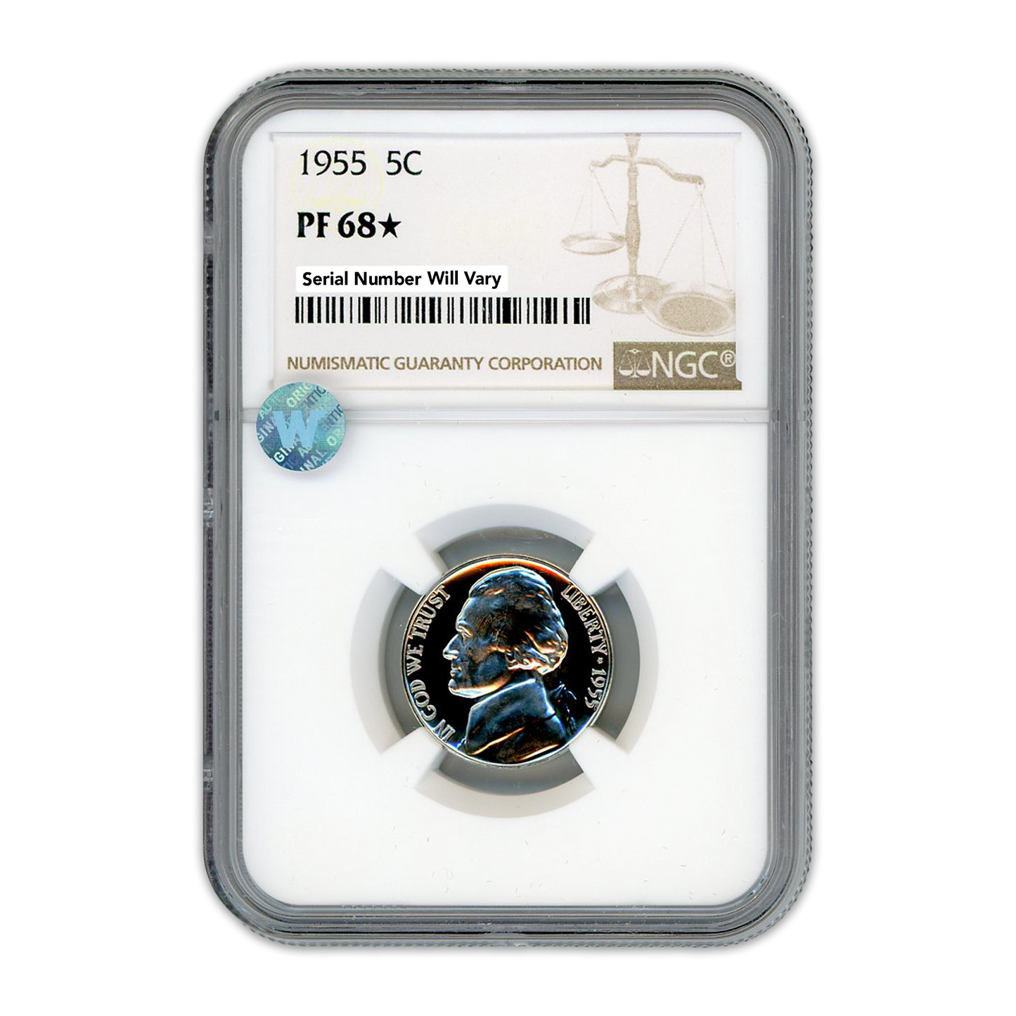 1955 Jefferson Nickel - NGC PF68 Star Sight White