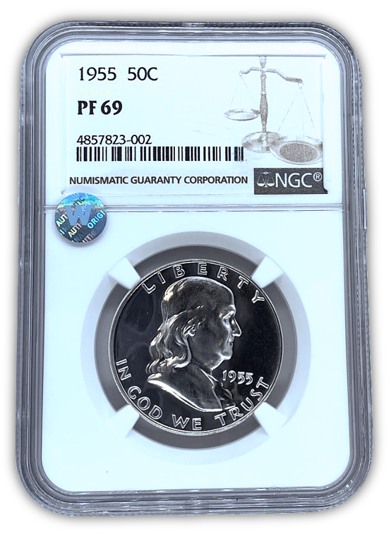 1955 Franklin Silver Half Dollar - NGC PF69 Sight White