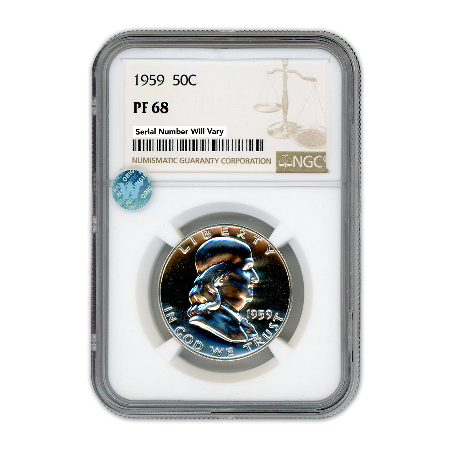 1959 Franklin Silver Half Dollar - NGC PF68 Sight White
