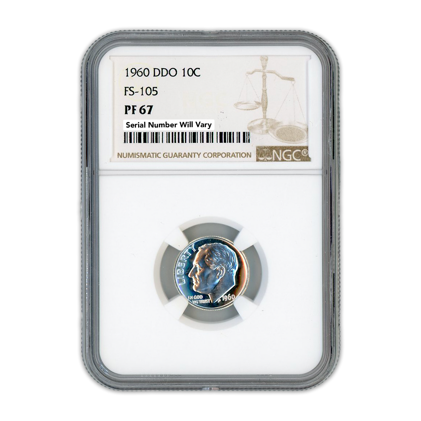 1960 Roosevelt Dime - DDO FS-105 NGC PF67