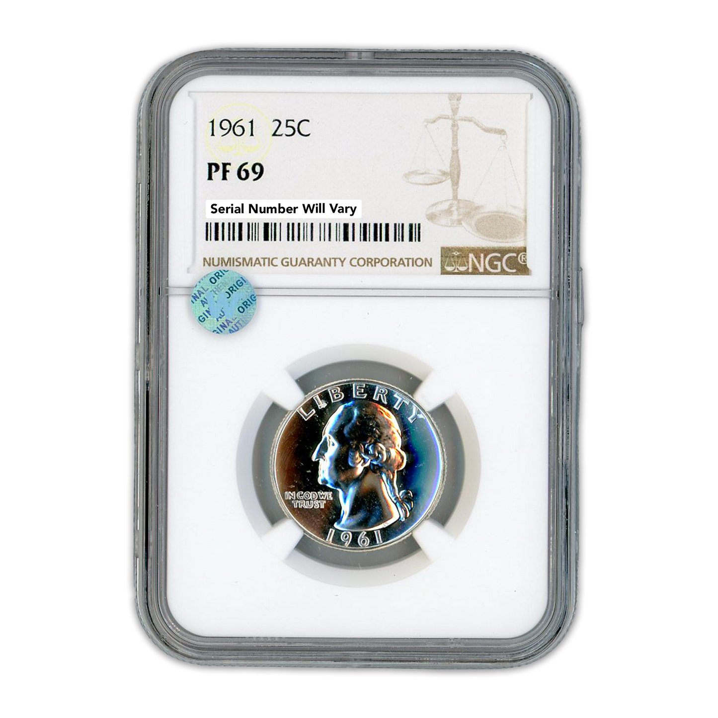1961 Washington Silver Quarter Philadelphia - NGC PF69 Sight White - CoinsTV
