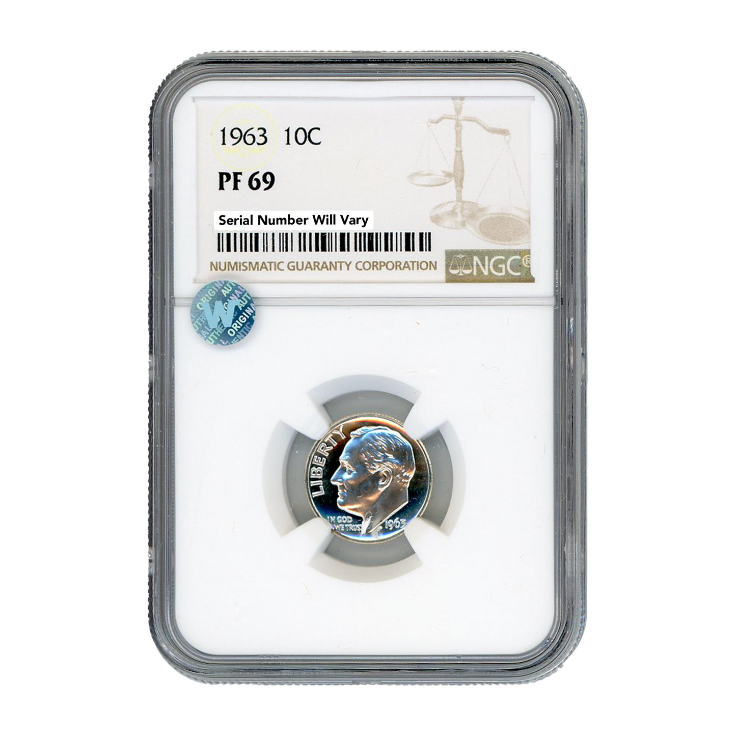 1963 Roosevelt Dime - NGC PF69 Sight White