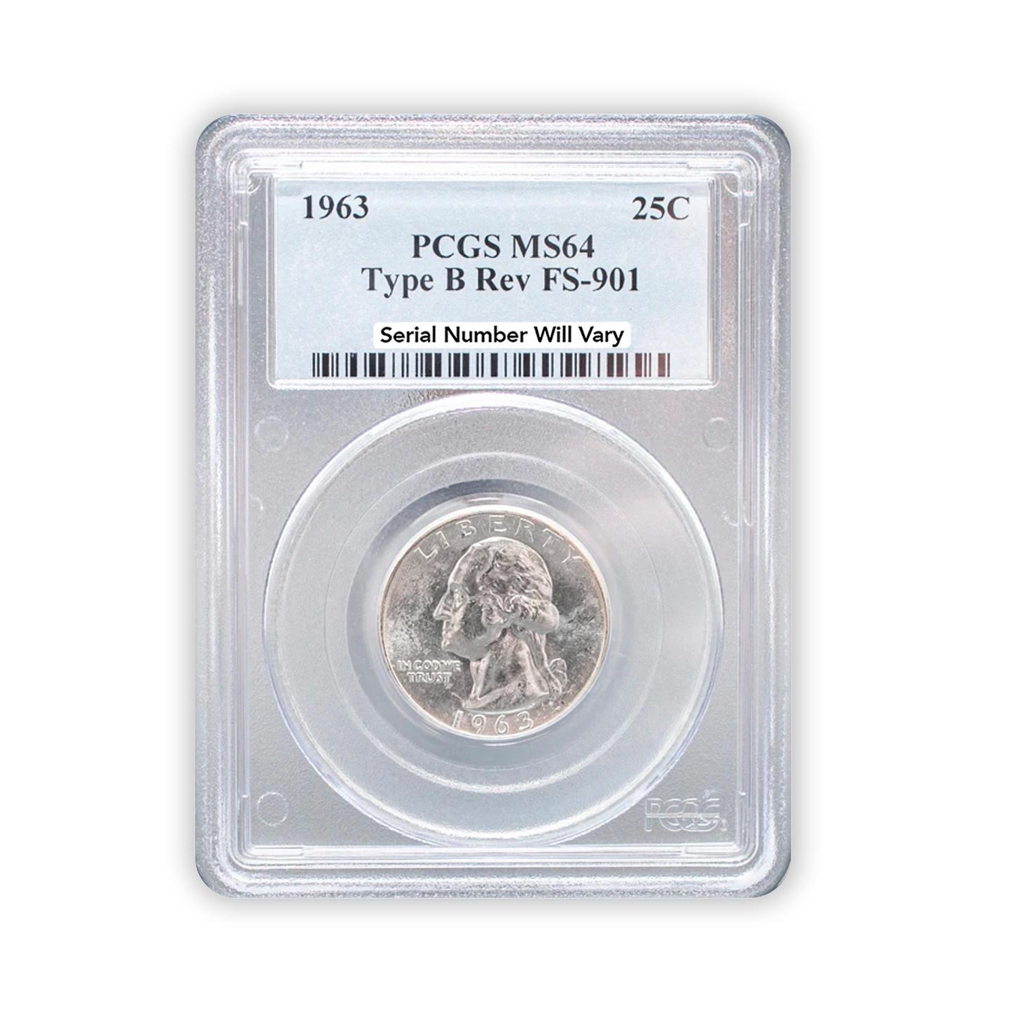 1963 Washington Silver Quarter Philadelphia - Type B Reverse - PCGS MS64
