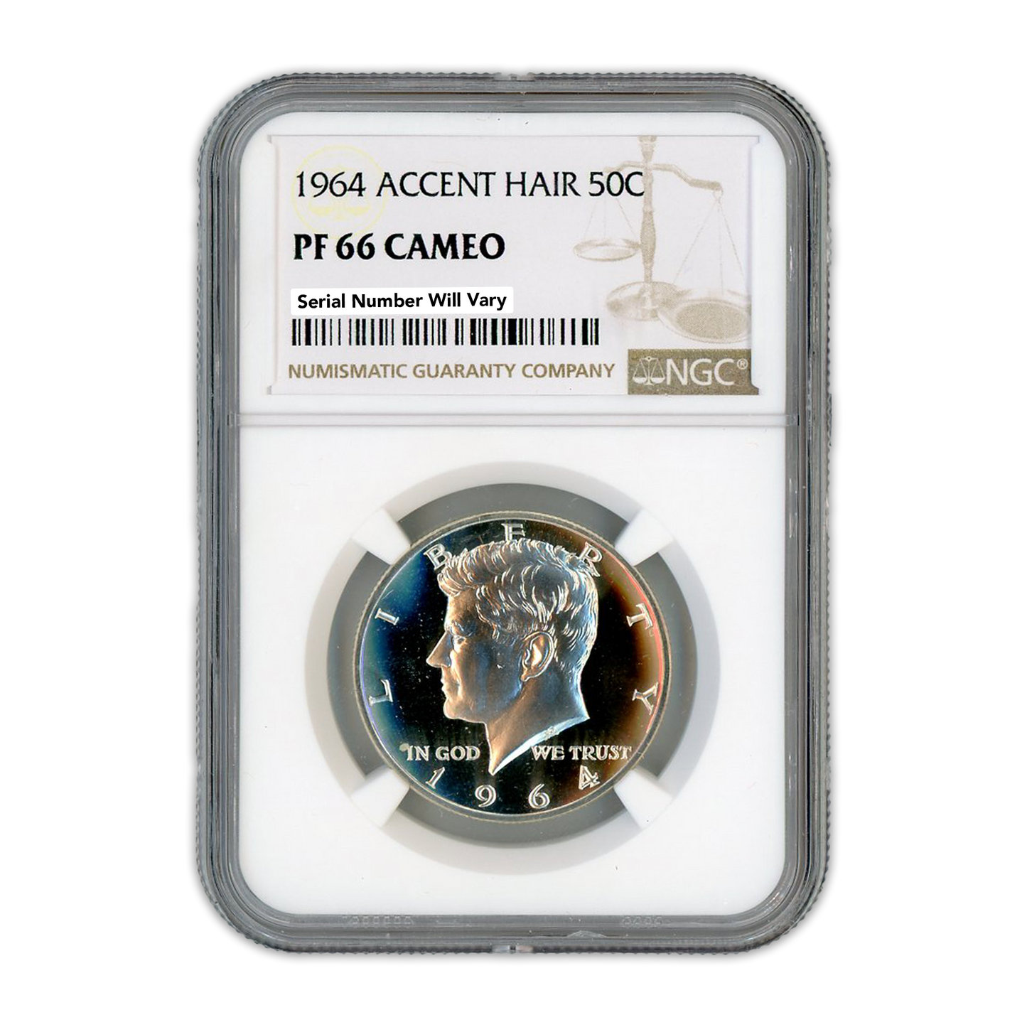 1964 Kennedy Silver Half Dollar - Accented Hair - NGC PF66 CAMEO