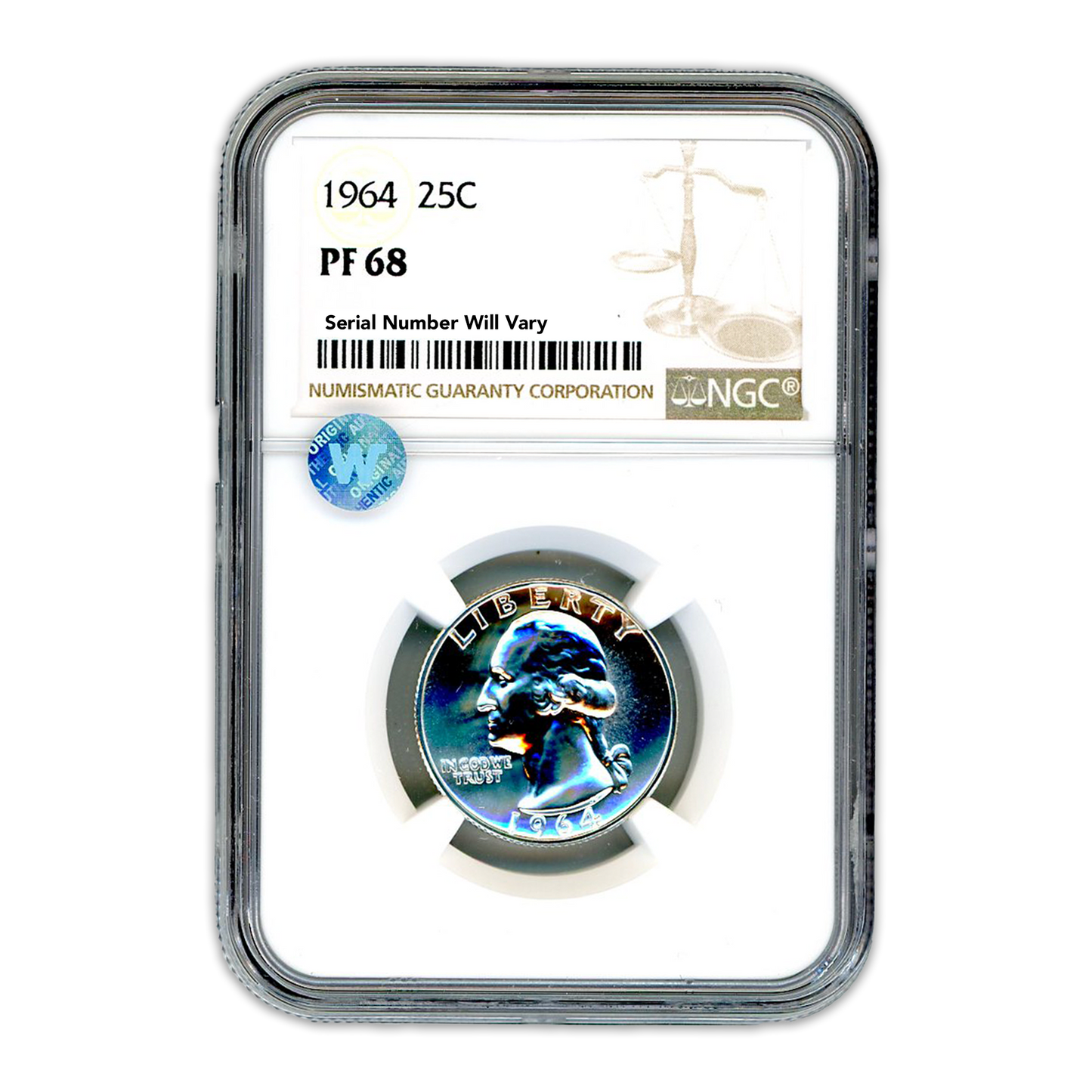 1964 Washington Silver Quarter Philadelphia - NGC PF68 Sight White