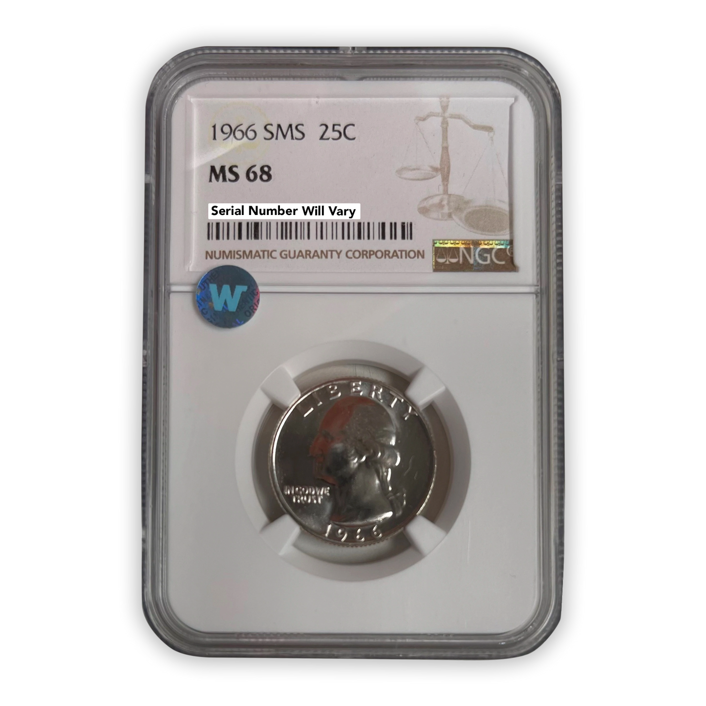 1966 Washington Quarter SMS Philadelphia - NGC MS68 Sight White - CoinsTV