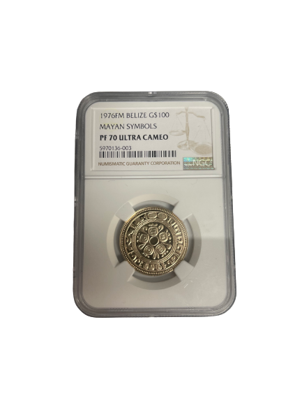 1976 FM Belize Mayan Symbols G$100 NGC PF70 Ultra Cameo - CoinsTV