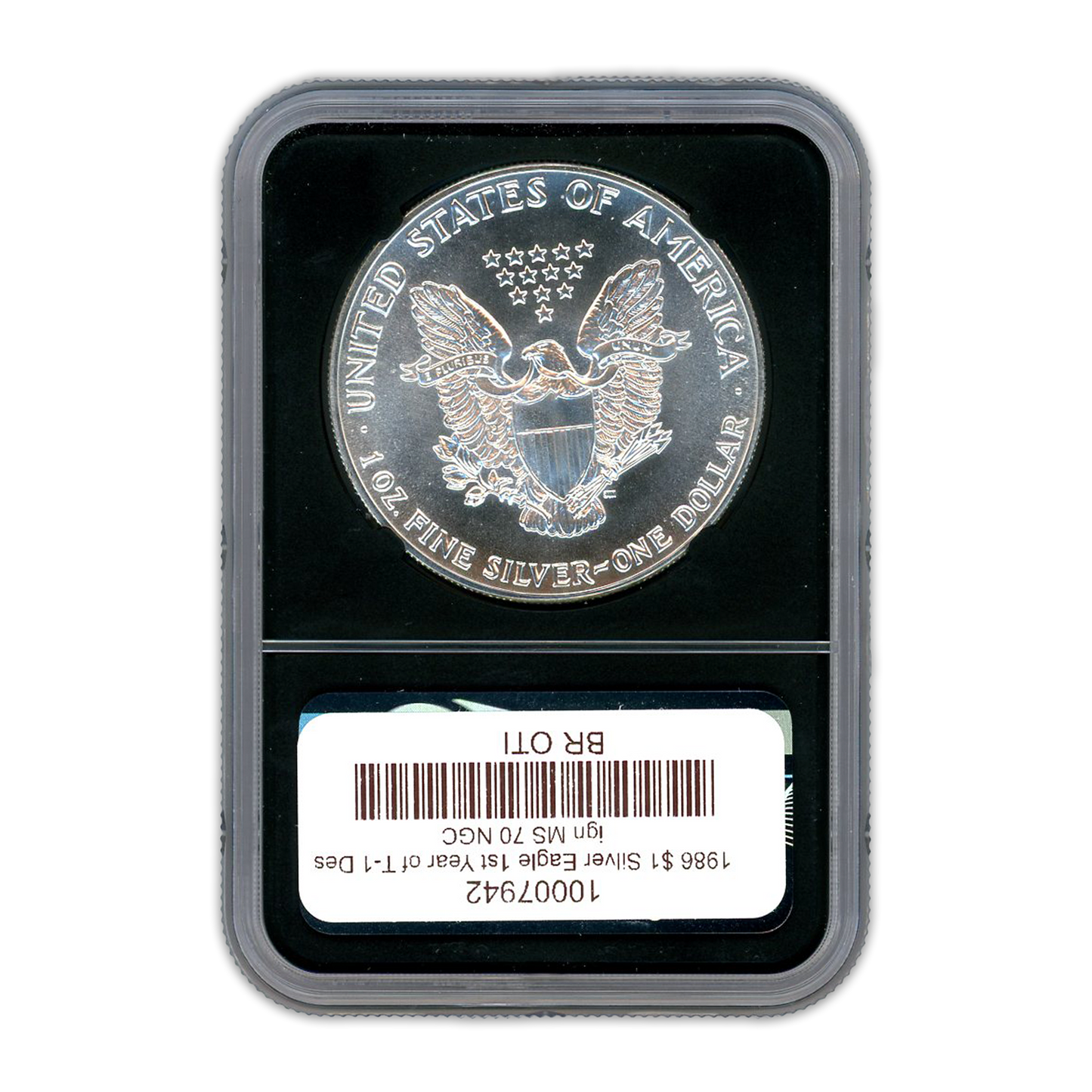 1986 $1 Silver Eagle 1st Year of T-1 Design - NGC MS70 - CoinsTV