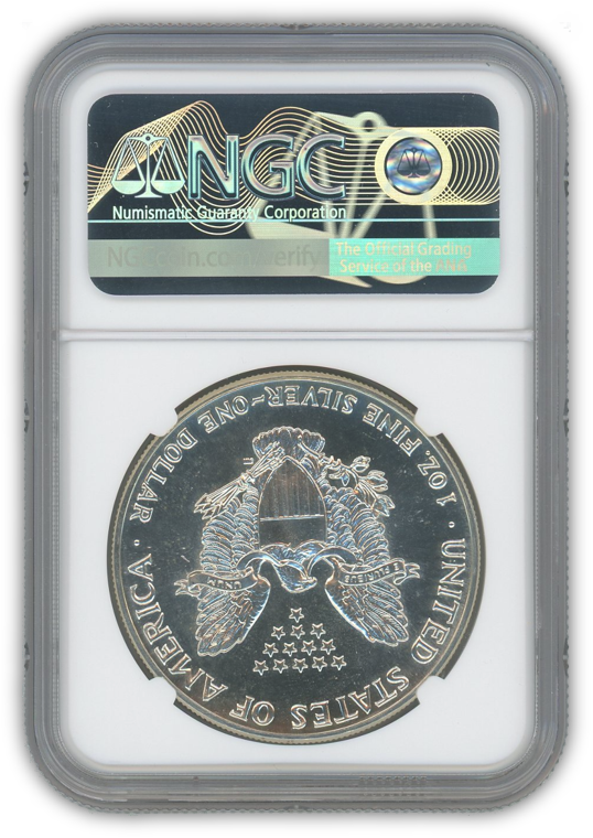 1986 Silver Eagle - Business Strike - Strike Through Error - NGC MS67PL Prooflike Jeppson Label - CoinsTV