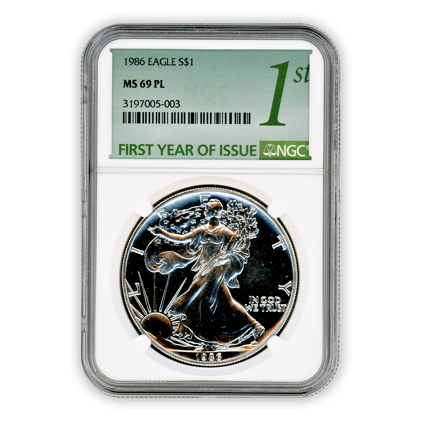 1986 Silver Eagle - Business Strike - NGC MS69PL Prooflike
