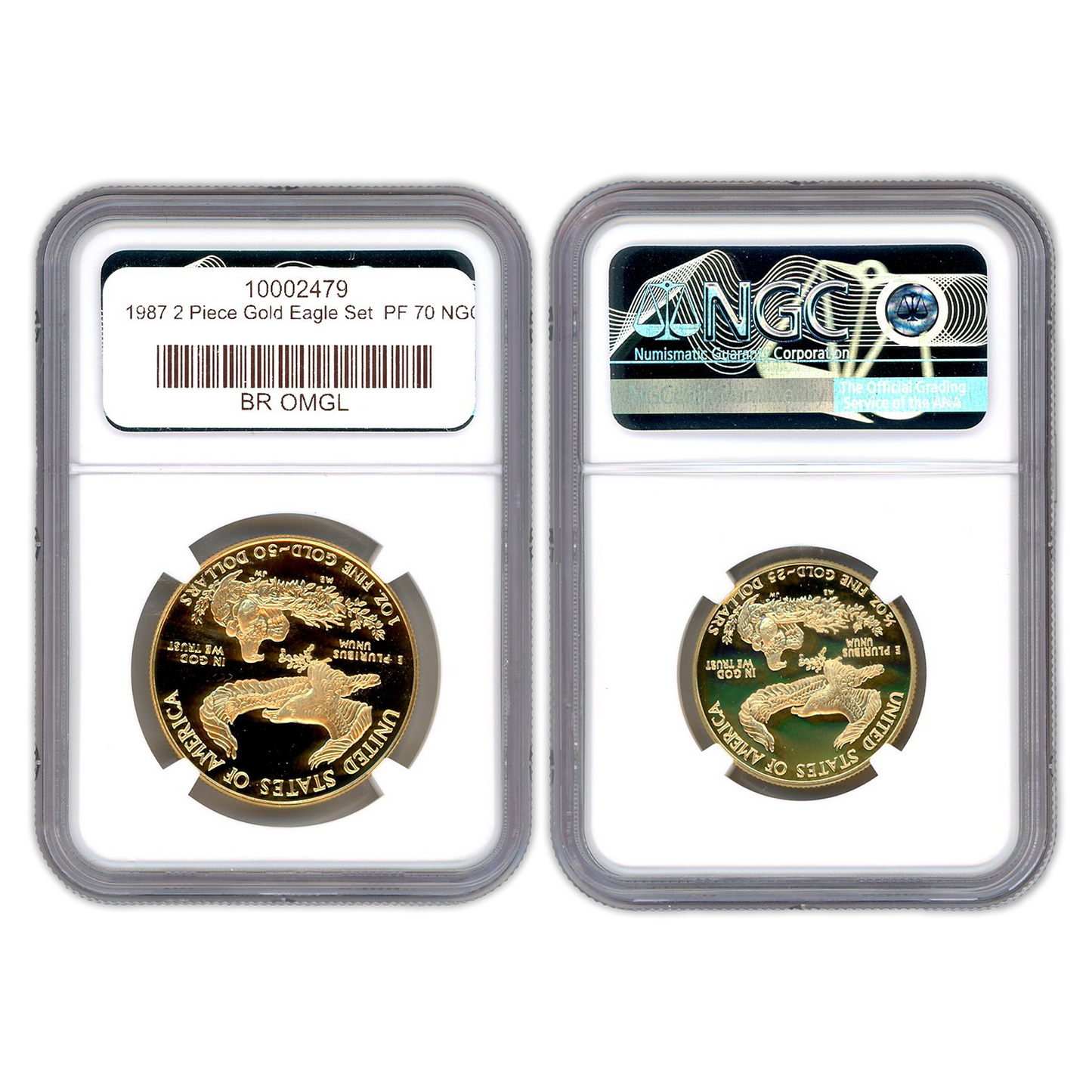 1987 2 Pc Gold Eagle Set - NGC PF70 - CoinsTV