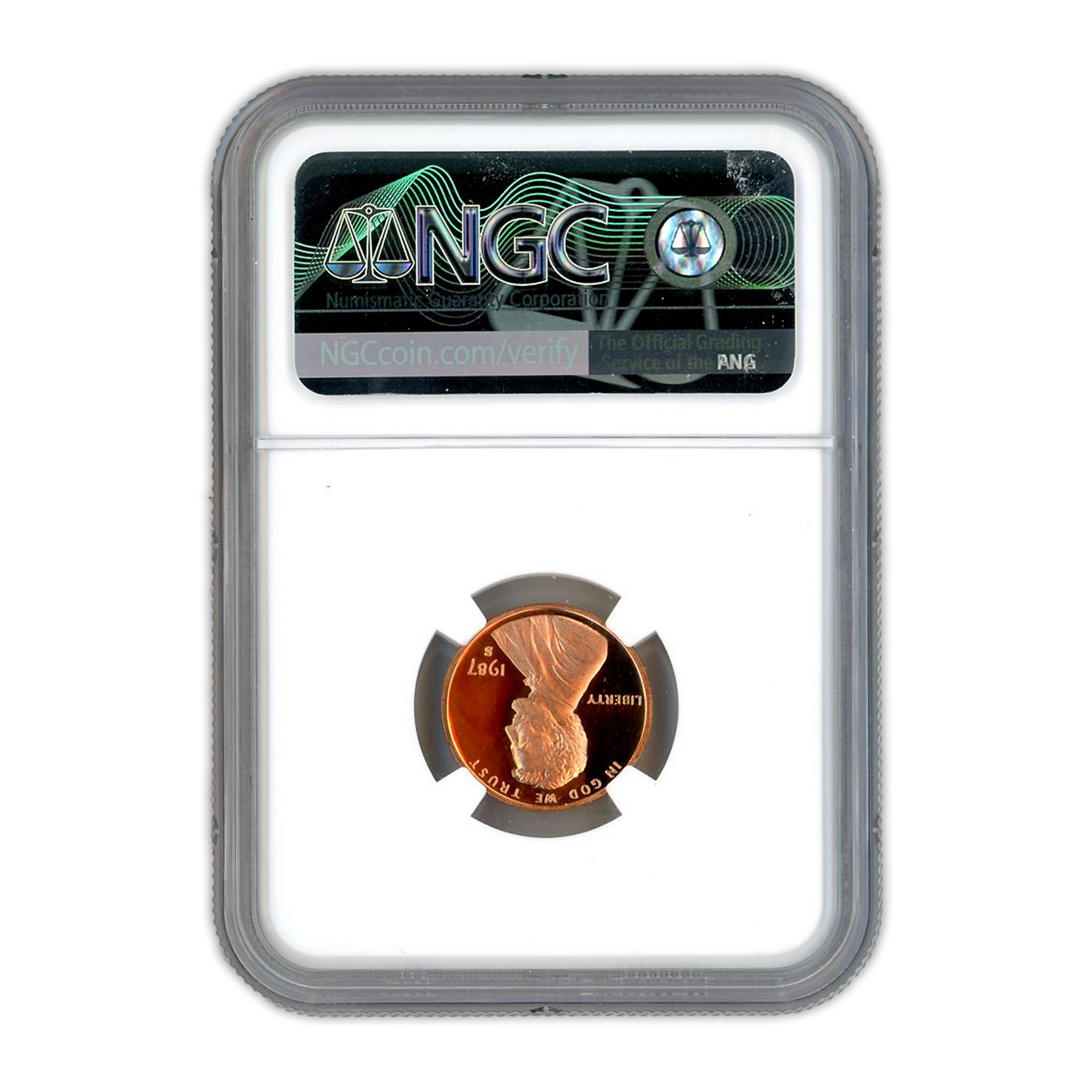 1987 S Lincoln Cent Mint Error- Struck Through Reverse NGC PF69 RD ULTRA CAMEO - CoinsTV