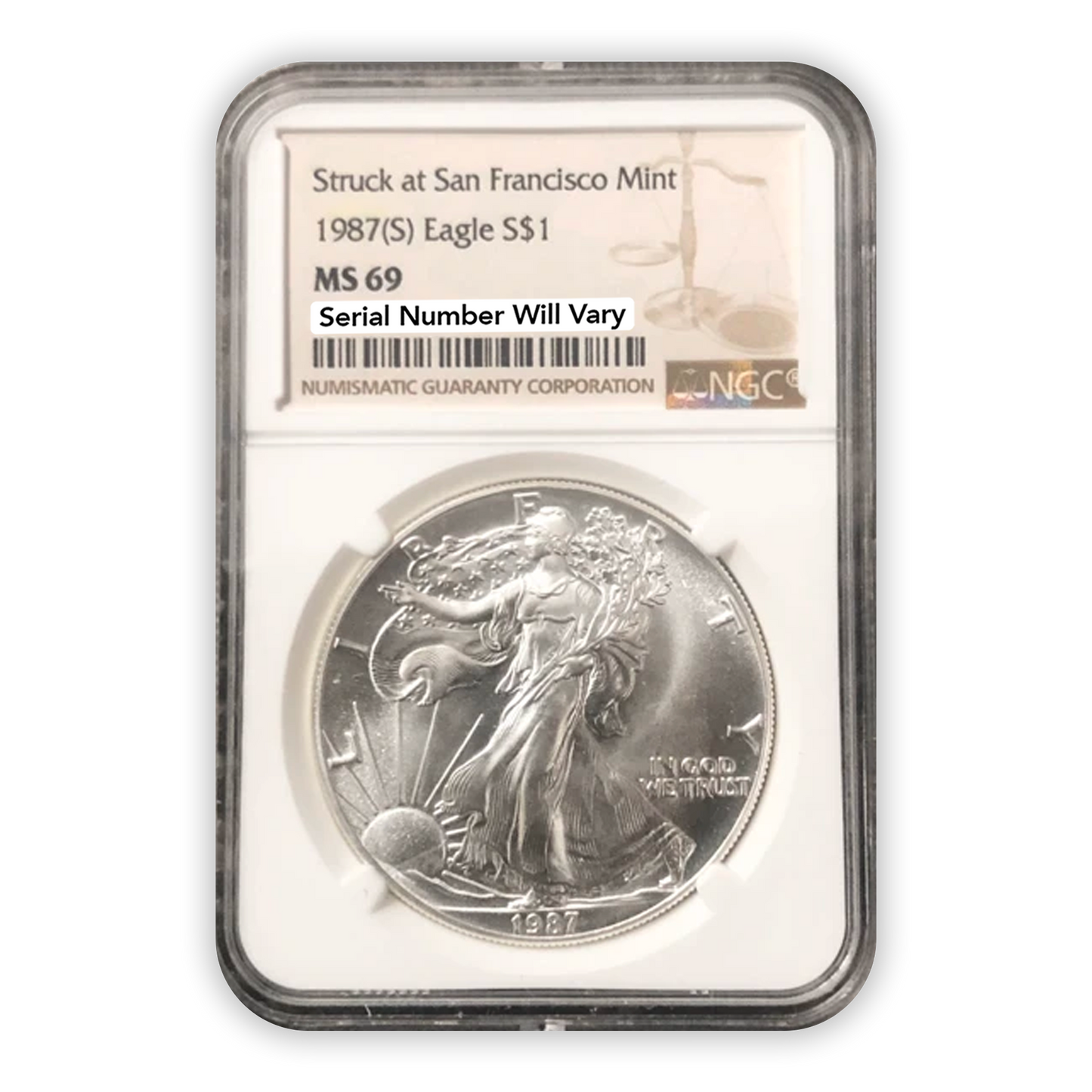 1987 (S) Silver Eagle San Francisco - Business Strike - NGC MS69 - CoinsTV