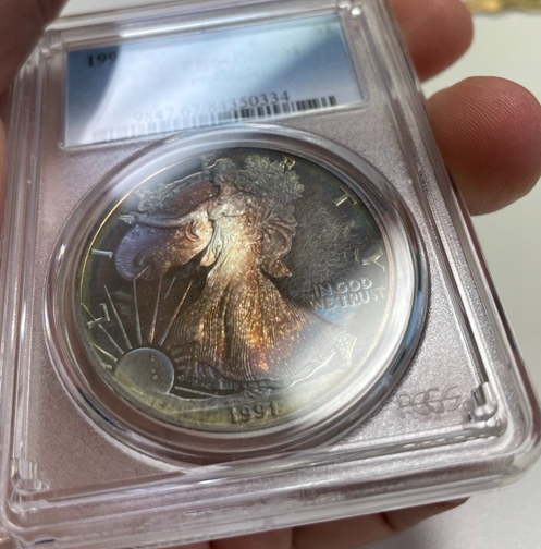 1991 S Silver Eagle - Beautiful Toning - PCGS PR67 Deep Cameo