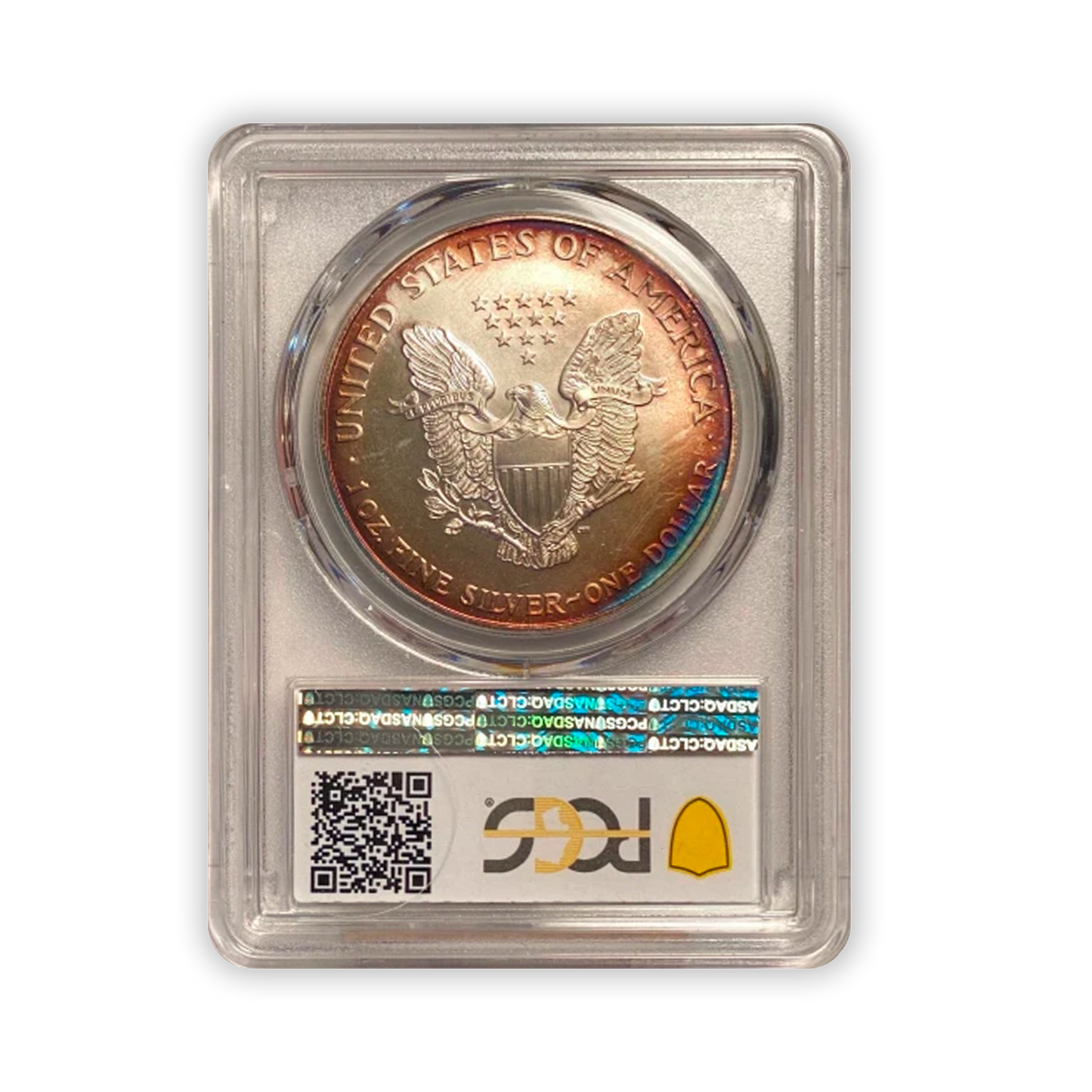 1996 Silver Eagle - Business Strike - PCGS MS67 - Deep Rainbow Toned - CoinsTV