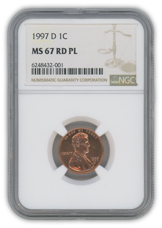 1997 Lincoln Cent Denver - NGC MS67 RD PL Prooflike