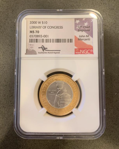 2000 W $10 Library Of Congress NGC MS70 Mercanti Flag Label - CoinsTV