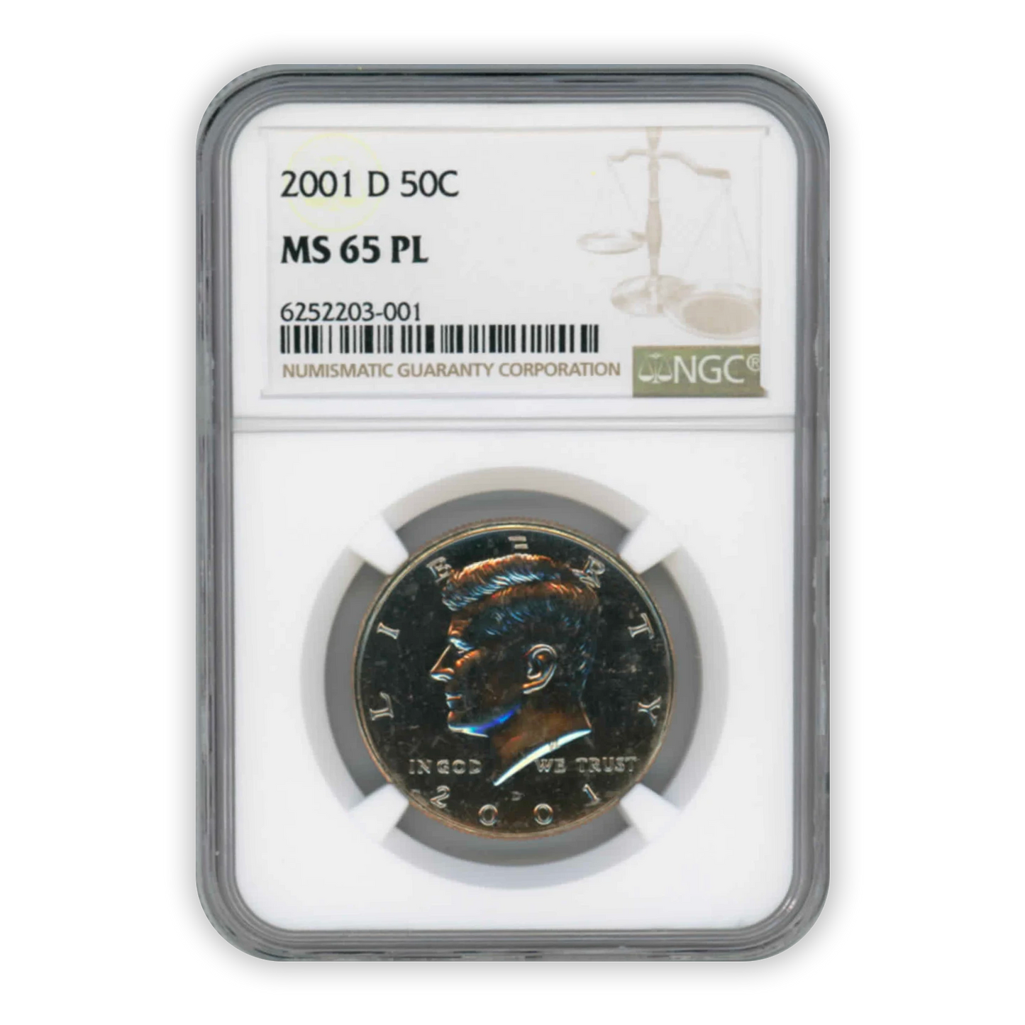 2001 Kennedy Half Dollar Denver - NGC MS65PL Prooflike