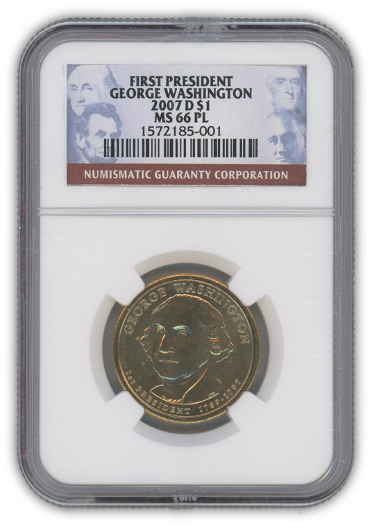 2007 George Washington Dollar Denver - NGC MS66 PL Prooflike - CoinsTV