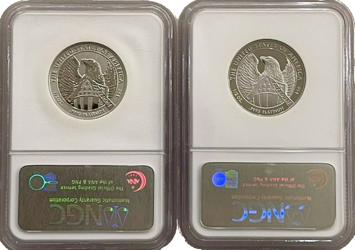 2007 $50 Platinum Eagle 10th Anniversary 2 Coin Set - NGC PF70