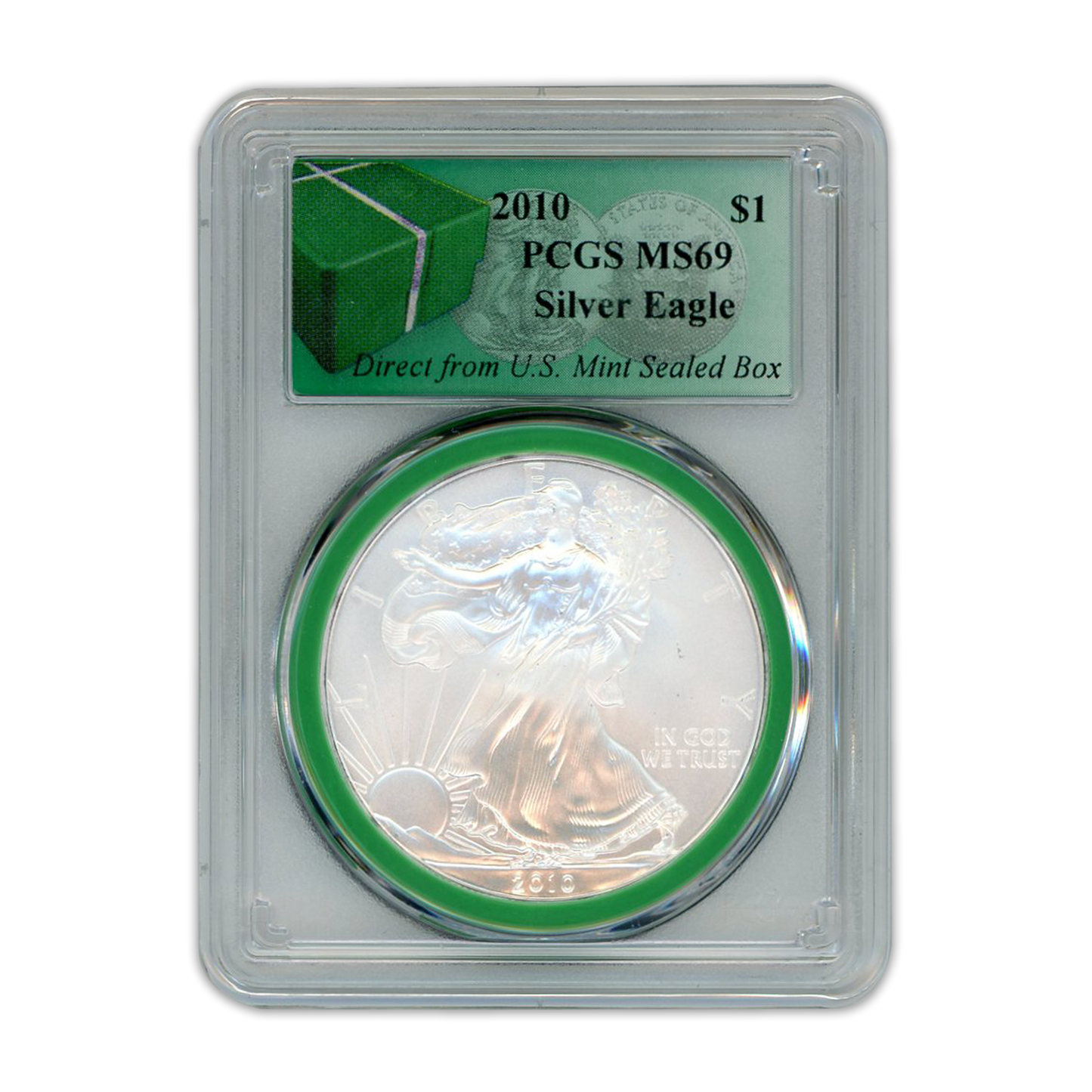 2010 American Silver Eagle - Business Strike - PCGS MS69 Monster Box Label