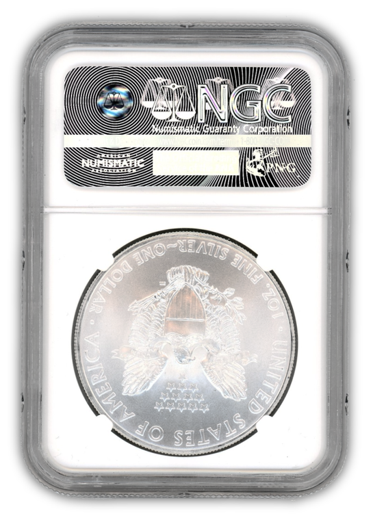 2010 Silver Eagle - Business Strike - NGC MS70 Mercanti Label - CoinsTV