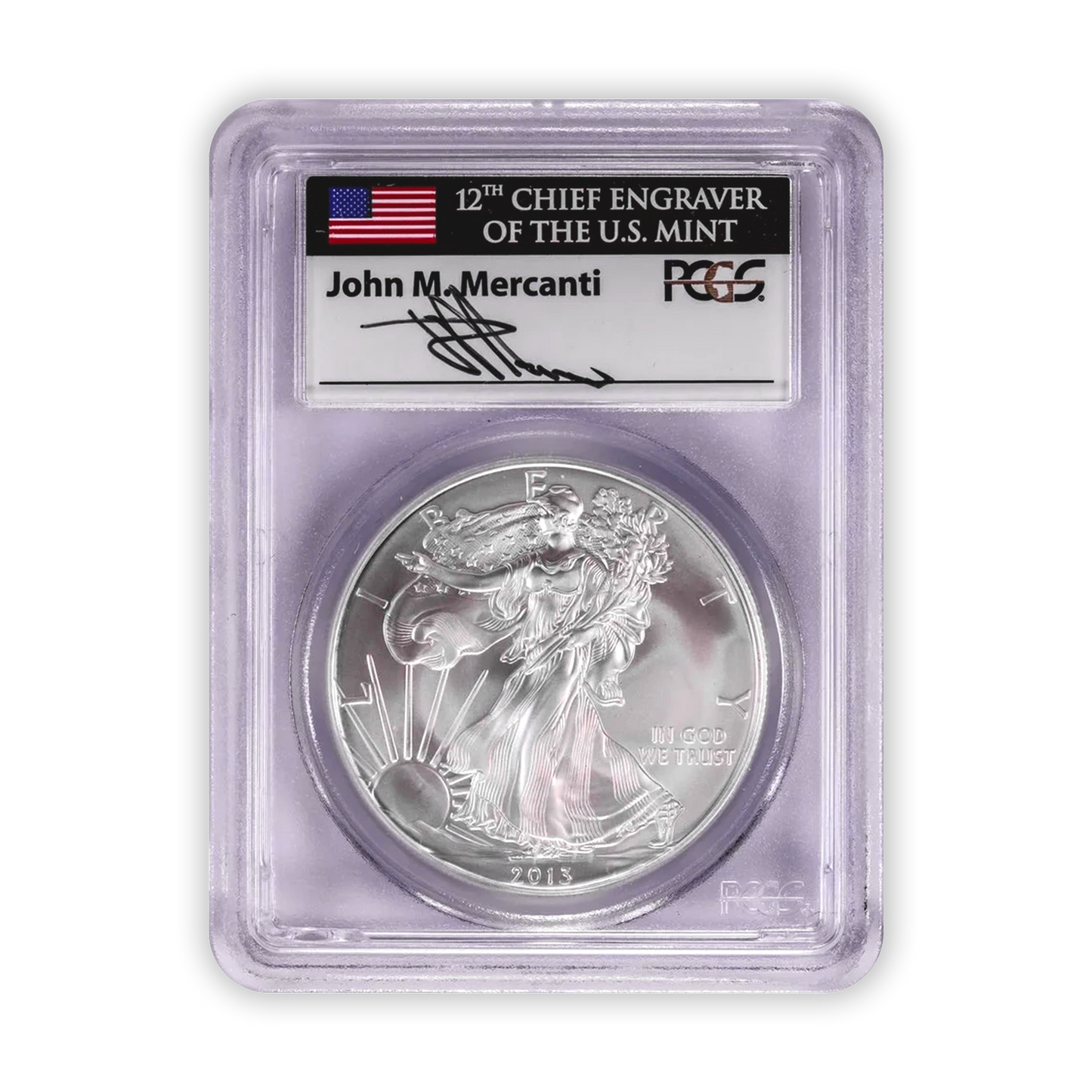 2013 Silver Eagle - Business Strike - PCGS MS70 Mercanti Signature - CoinsTV