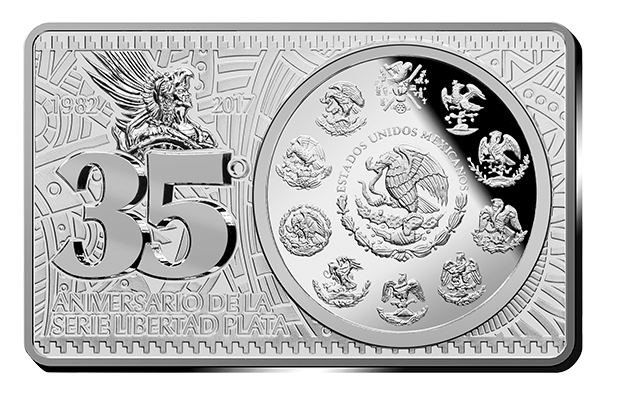 2017 Mexico Libertad - 3 Oz Silver Bar - Mexican Mint - 35th Anniversary - CoinsTV