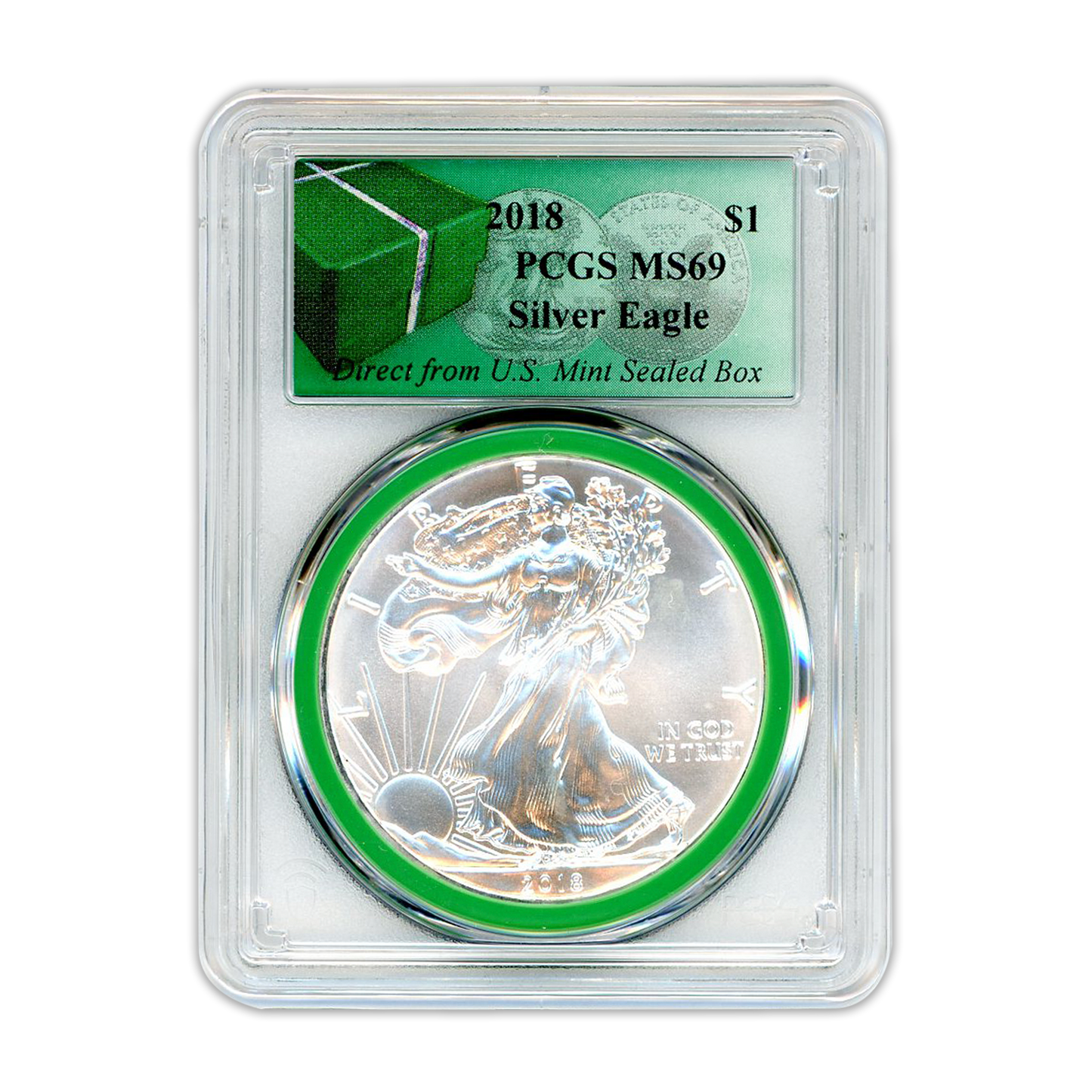 2018 American Silver Eagle - Business Strike - PCGS MS69 Monster Box Label