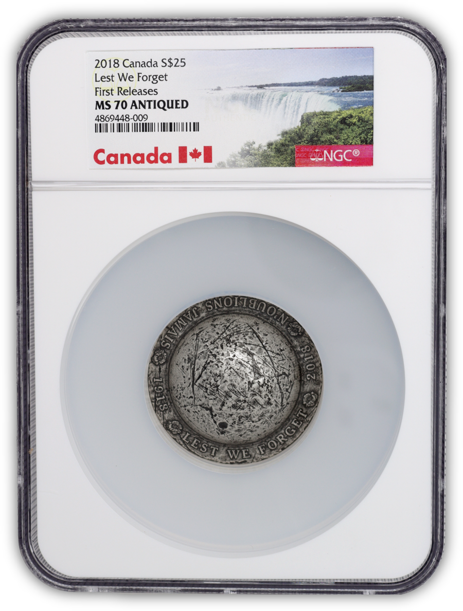 2018 RCM Lest We Forget Helmet 1.5 Oz Silver - NGC MS70