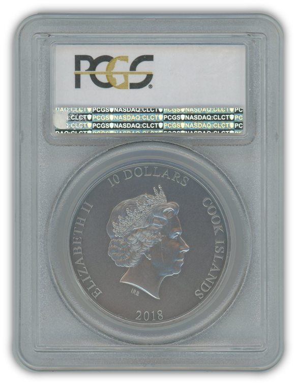 2018 Cook Islands Shield of Athena 2 oz Silver - PCGS MS70 High Relief First Day of Issue Antique Finish