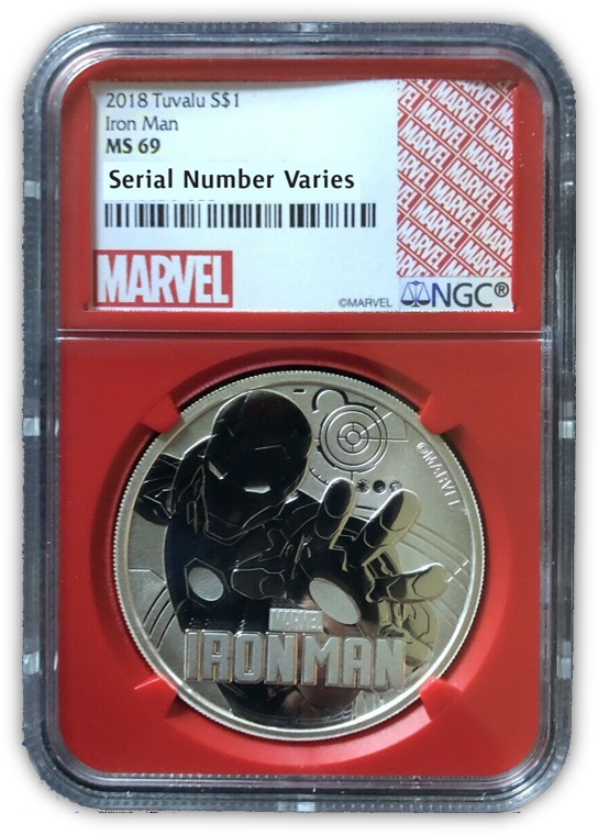 2018 Iron Man 1 Oz Silver - NGC MS69 Red Core - CoinsTV